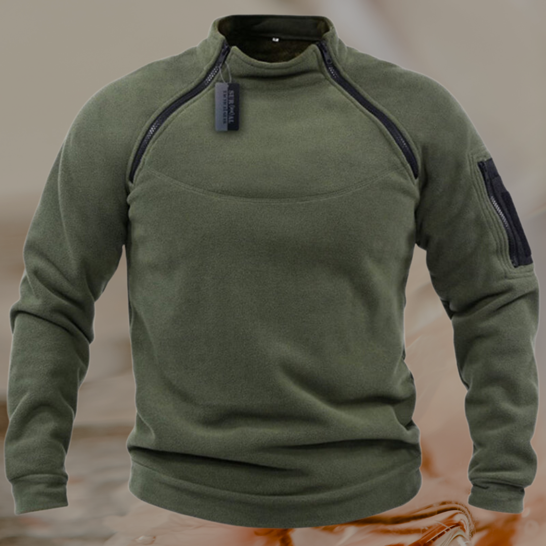 Stand collar men's sweatshirt spring and autumn loose solid color outdoor warm and breathable tactical men's top