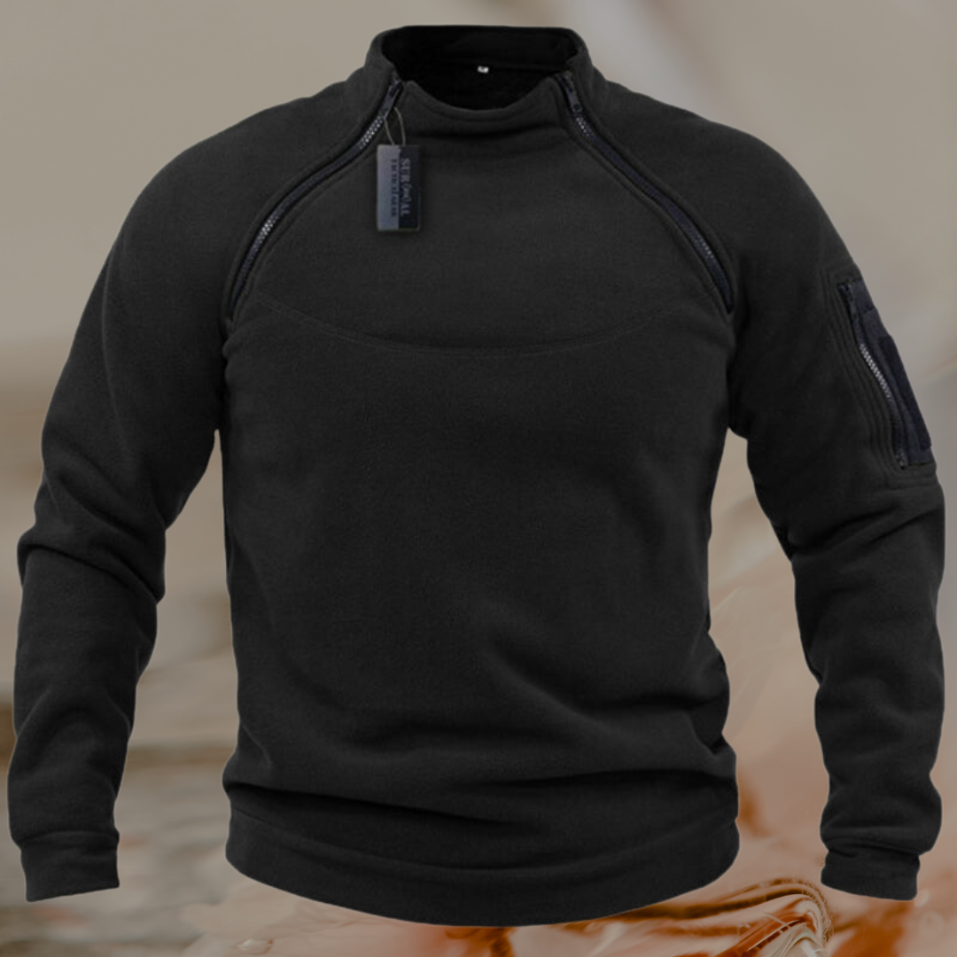 Stand collar men's sweatshirt spring and autumn loose solid color outdoor warm and breathable tactical men's top