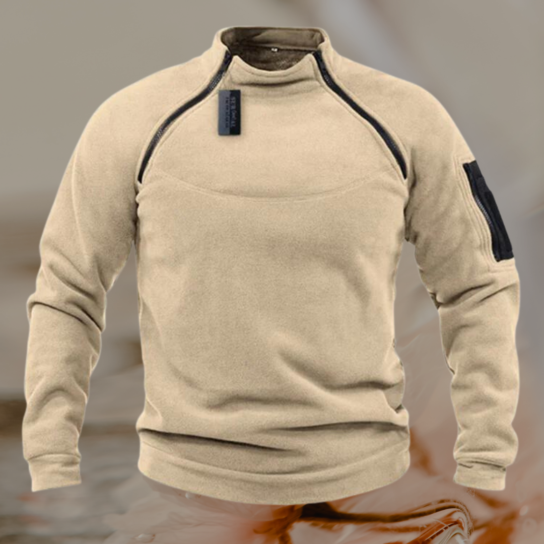 Stand collar men's sweatshirt spring and autumn loose solid color outdoor warm and breathable tactical men's top