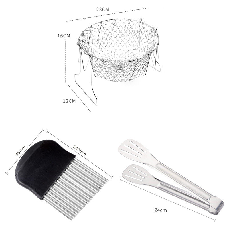 Frying net stainless steel folding frying basket household frying oil filter multifunctional frying tool drain basket