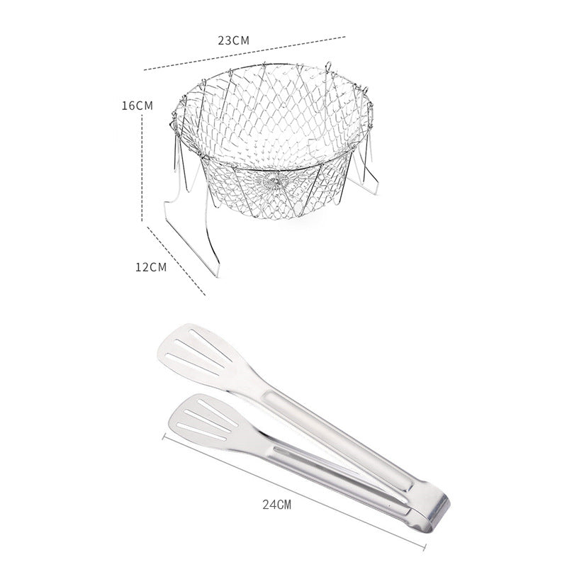 Frying net stainless steel folding frying basket household frying oil filter multifunctional frying tool drain basket