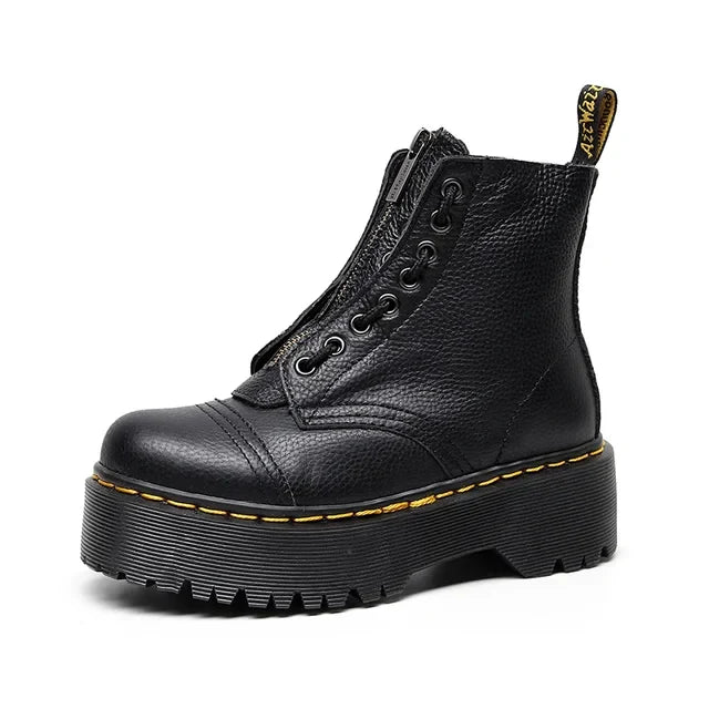 British two-piece thick-soled 8-hole 1460 Martin boots Sinclair front zipper first-layer pebbled short boots sponge cake