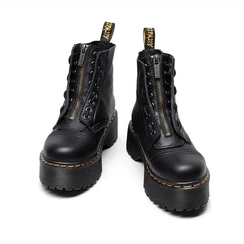 British two-piece thick-soled 8-hole 1460 Martin boots Sinclair front zipper first-layer pebbled short boots sponge cake