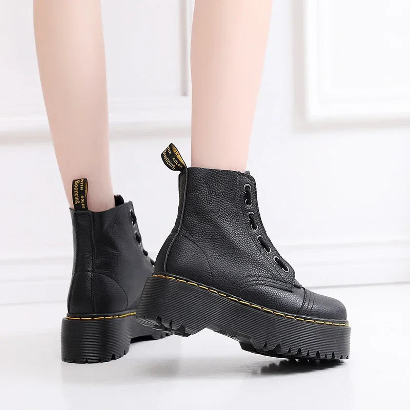 British two-piece thick-soled 8-hole 1460 Martin boots Sinclair front zipper first-layer pebbled short boots sponge cake