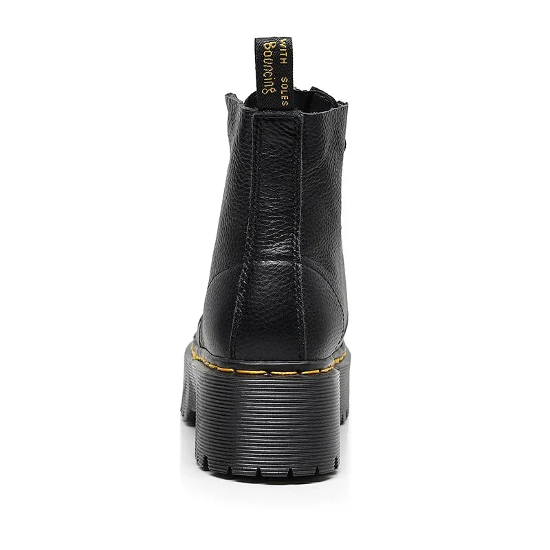 British two-piece thick-soled 8-hole 1460 Martin boots Sinclair front zipper first-layer pebbled short boots sponge cake