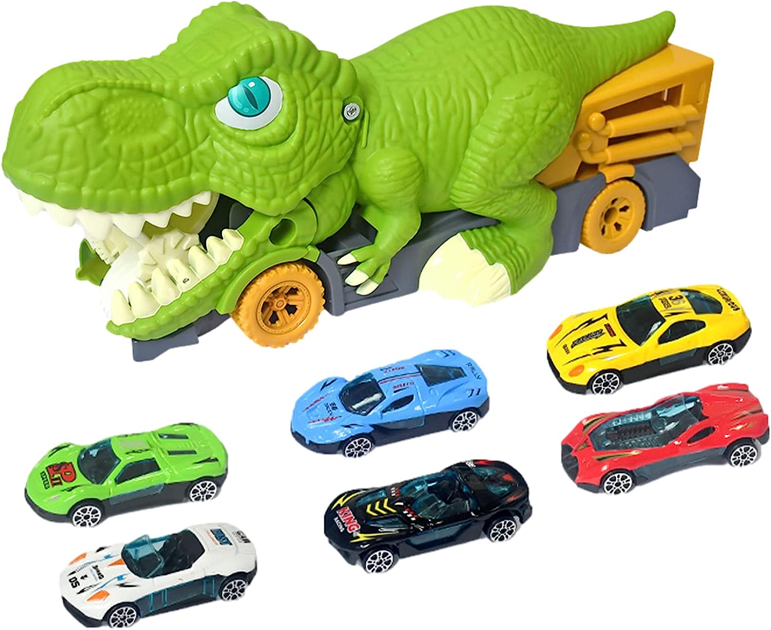 Children's large dinosaur toy swallowing inertia pull-back car alloy car baby 3 boys 6 educational gift