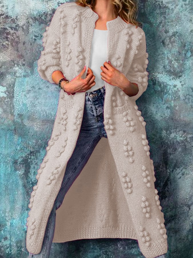 Spring and autumn solid color cardigan long sweater jacket women's knitted sweater