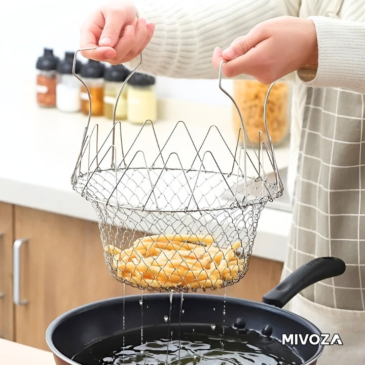 Frying net stainless steel folding frying basket household frying oil filter multifunctional frying tool drain basket