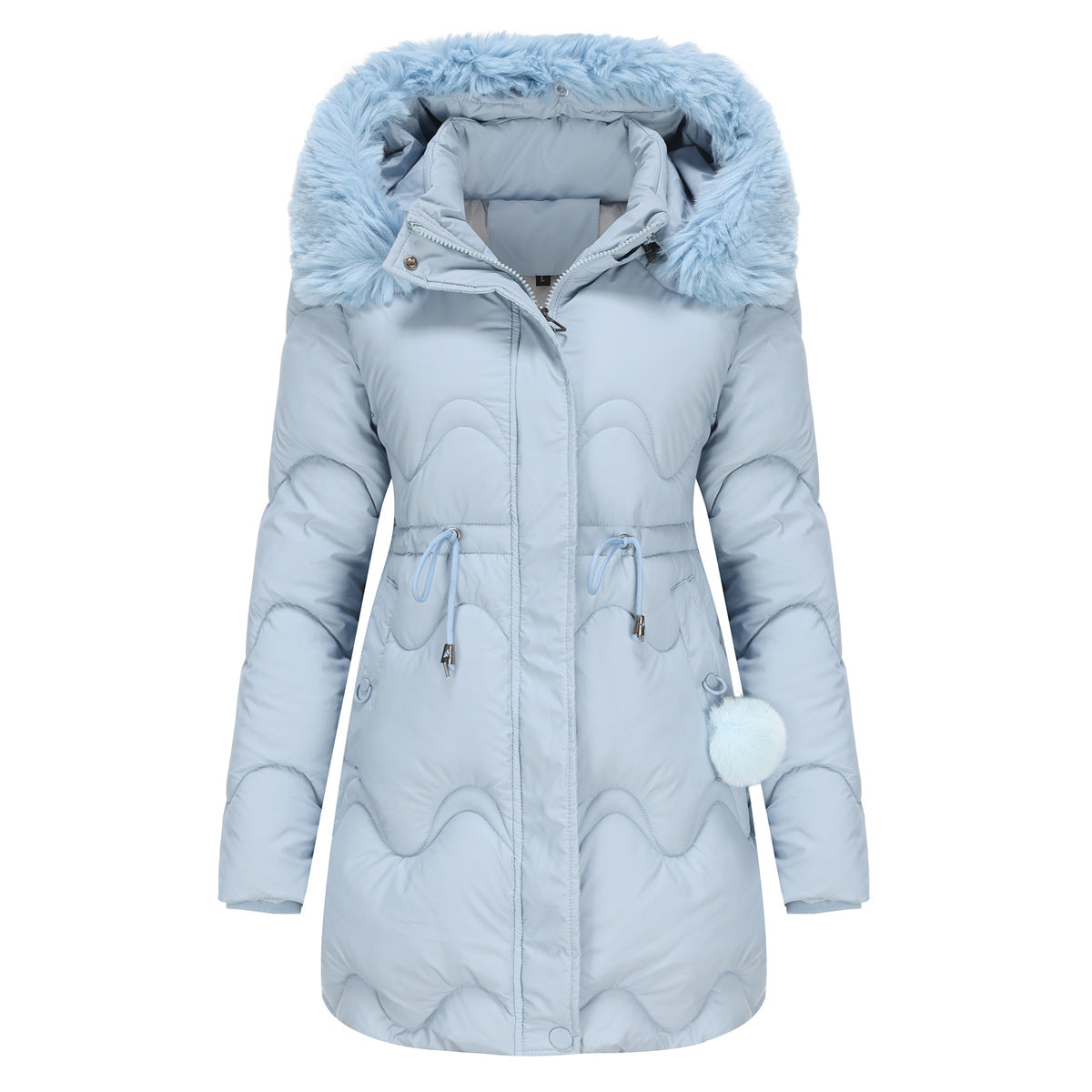 New women's cotton coat with detachable hood, autumn and winter warm parka, removable hood, mid-length coat for women