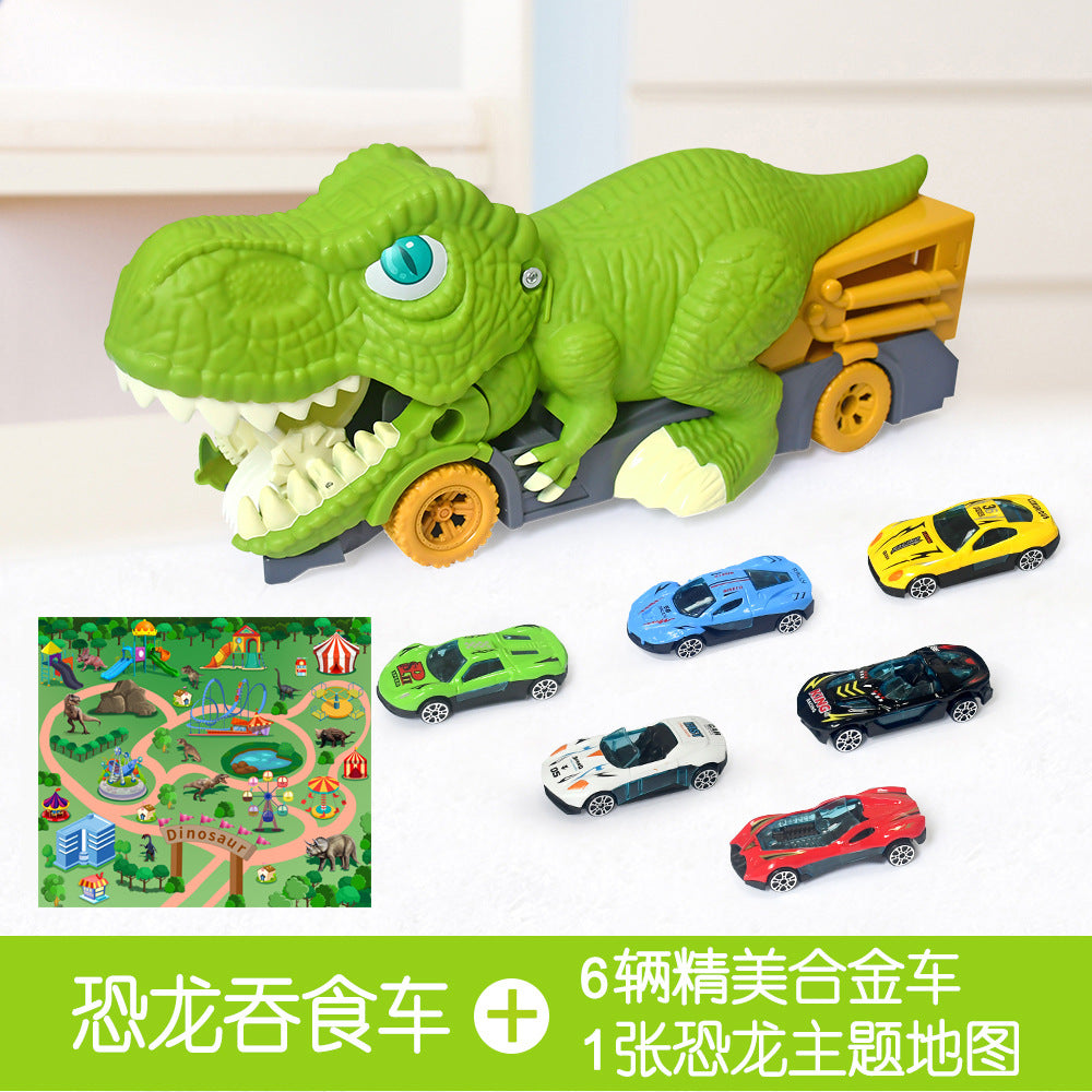 Children's large dinosaur toy swallowing inertia pull-back car alloy car baby 3 boys 6 educational gift