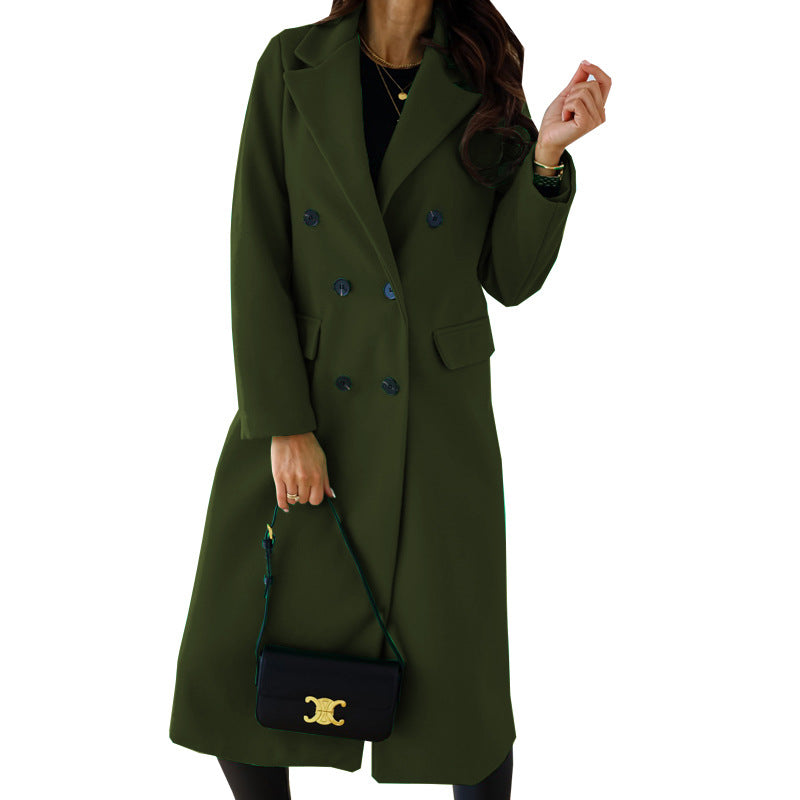 New autumn and winter women's long-sleeved lapel buttoned woolen jacket