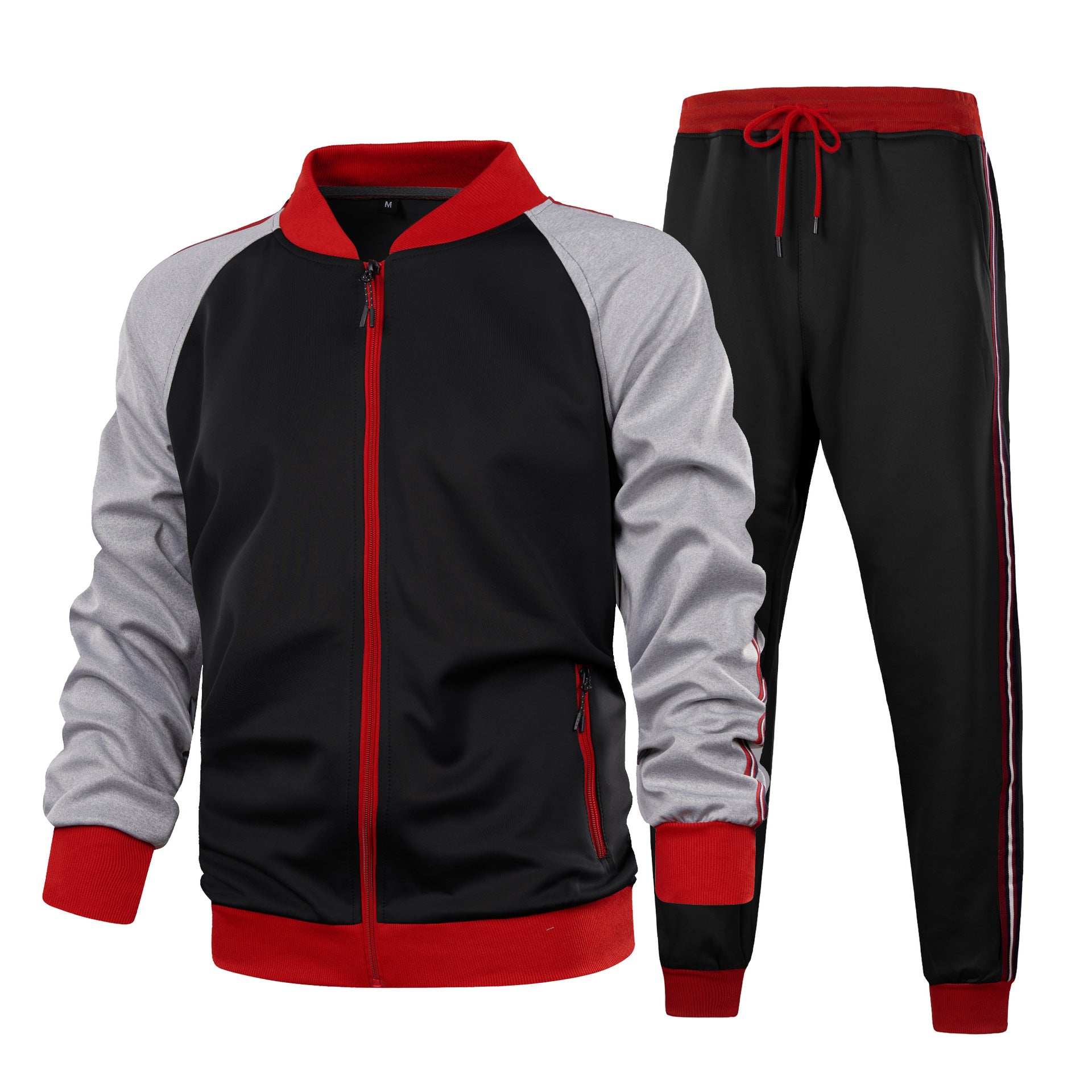 New autumn and winter sports suits, youth fashion retro color matching men's suits