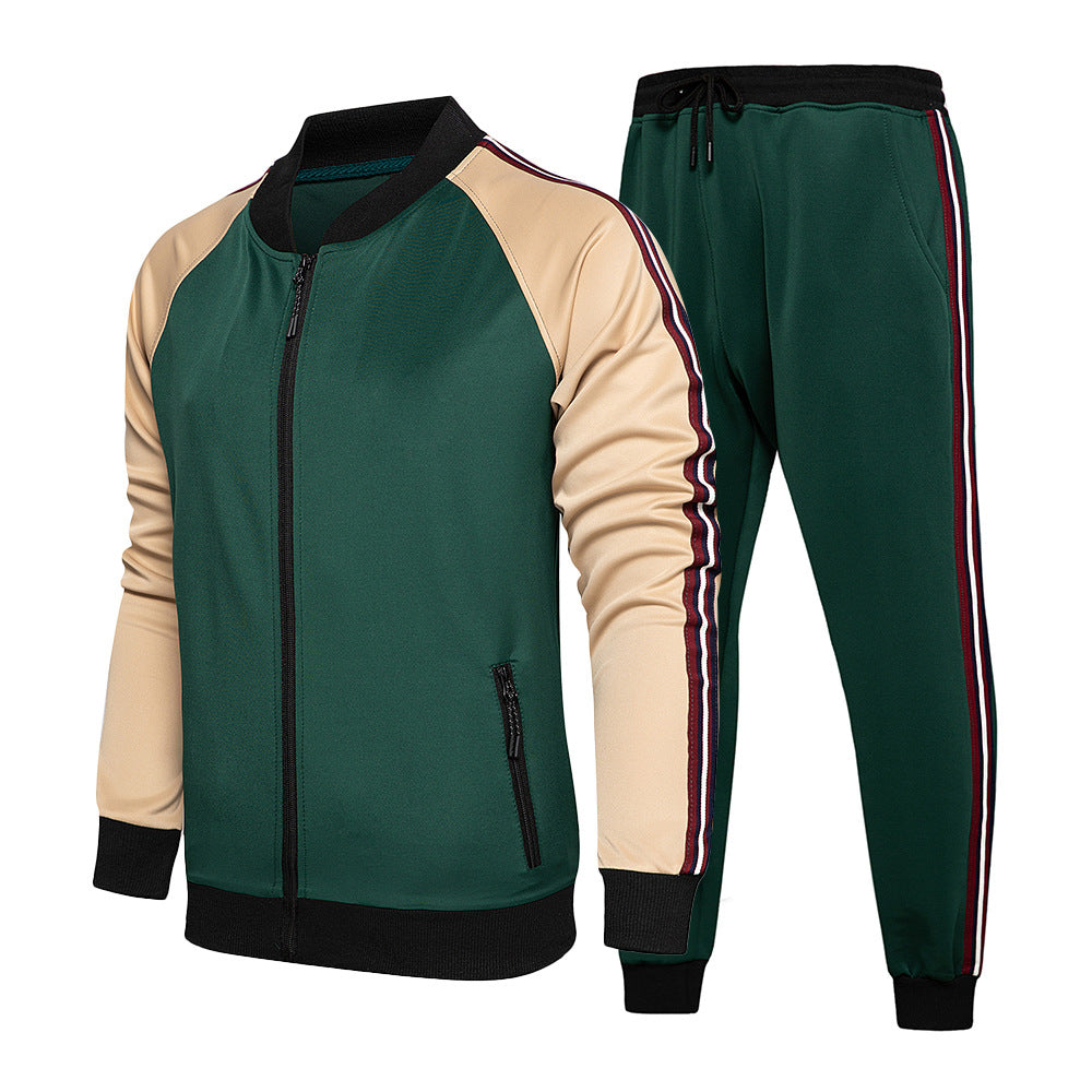 New autumn and winter sports suits, youth fashion retro color matching men's suits