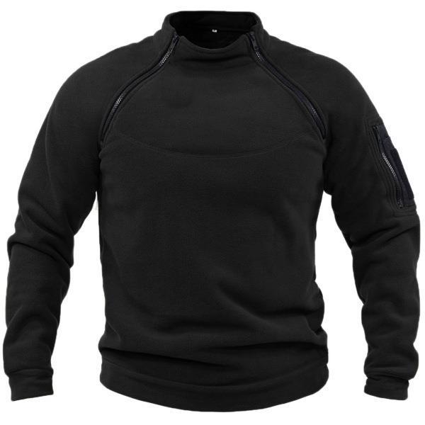 Stand collar men's sweatshirt spring and autumn loose solid color outdoor warm and breathable tactical men's top