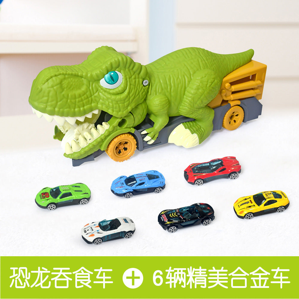 Children's large dinosaur toy swallowing inertia pull-back car alloy car baby 3 boys 6 educational gift