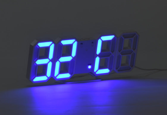 ins desktop desk clock 3D luminous digital clock wall hanging voice controlled silent alarm clock intelligent photosensitive