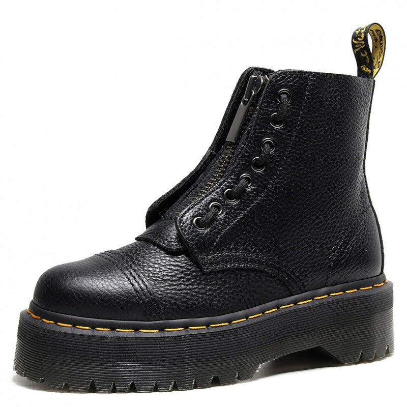 British two-piece thick-soled 8-hole 1460 Martin boots Sinclair front zipper first-layer pebbled short boots sponge cake