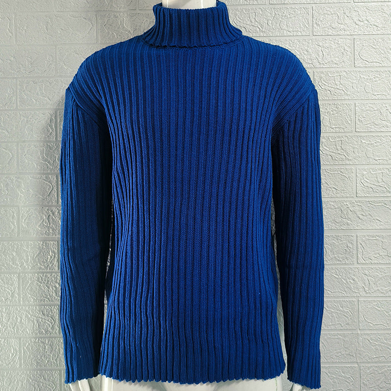 Turtleneck sweater men's solid color slim knitted top autumn and winter new sweater fashion men's clothing