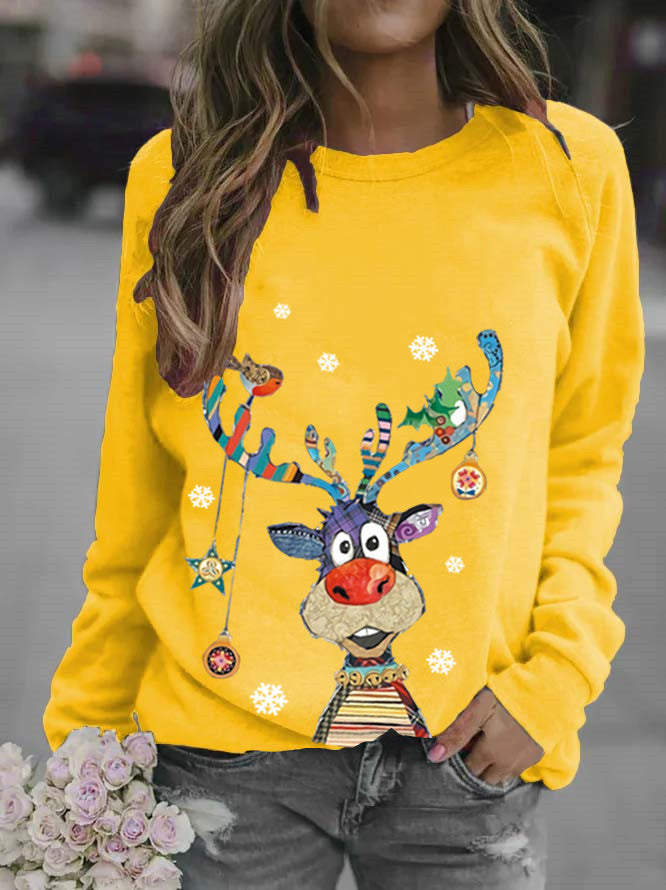 eBay Christmas pattern printed long-sleeved round neck sweatshirt for women