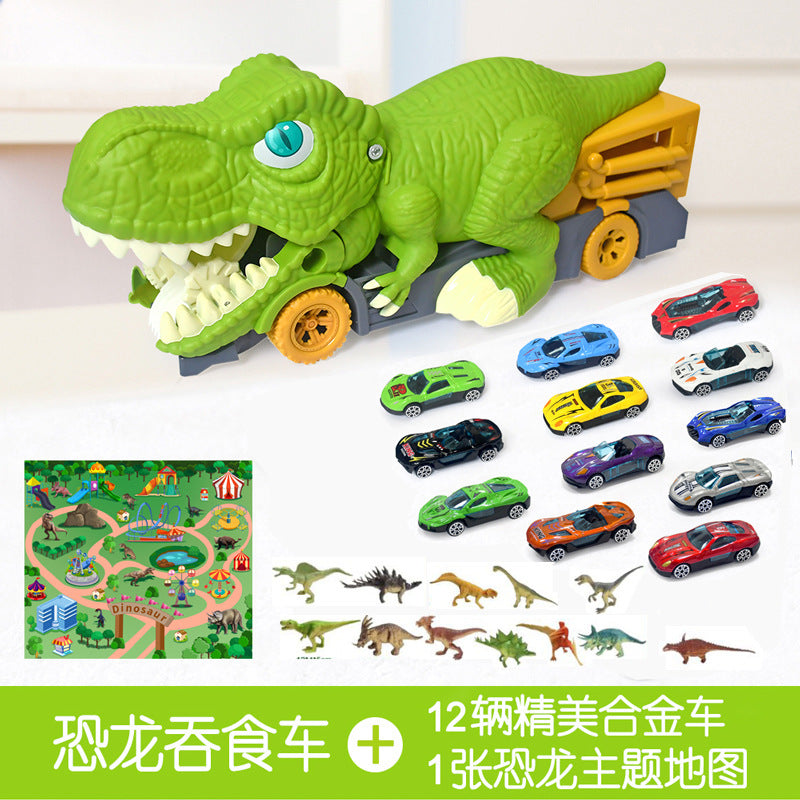 Children's large dinosaur toy swallowing inertia pull-back car alloy car baby 3 boys 6 educational gift