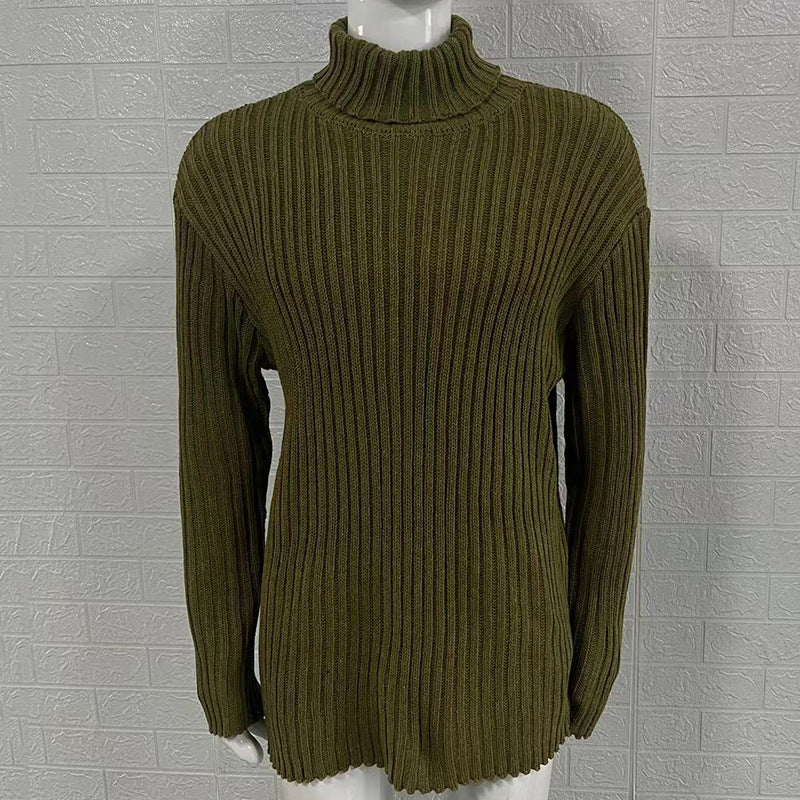 Turtleneck sweater men's solid color slim knitted top autumn and winter new sweater fashion men's clothing