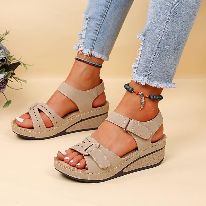 New large size casual fish mouth sandals hot style Roman style sandals women's outer wear Velcro shoes