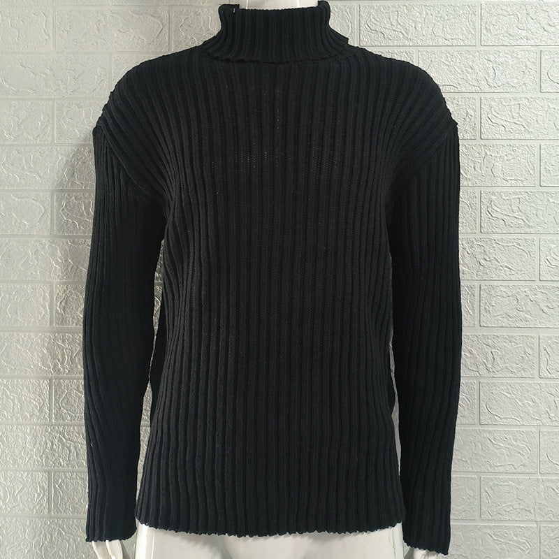 Turtleneck sweater men's solid color slim knitted top autumn and winter new sweater fashion men's clothing