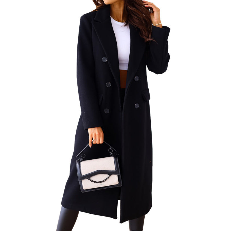 New autumn and winter women's long-sleeved lapel buttoned woolen jacket