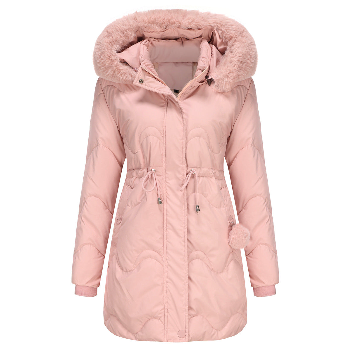 New women's cotton coat with detachable hood, autumn and winter warm parka, removable hood, mid-length coat for women