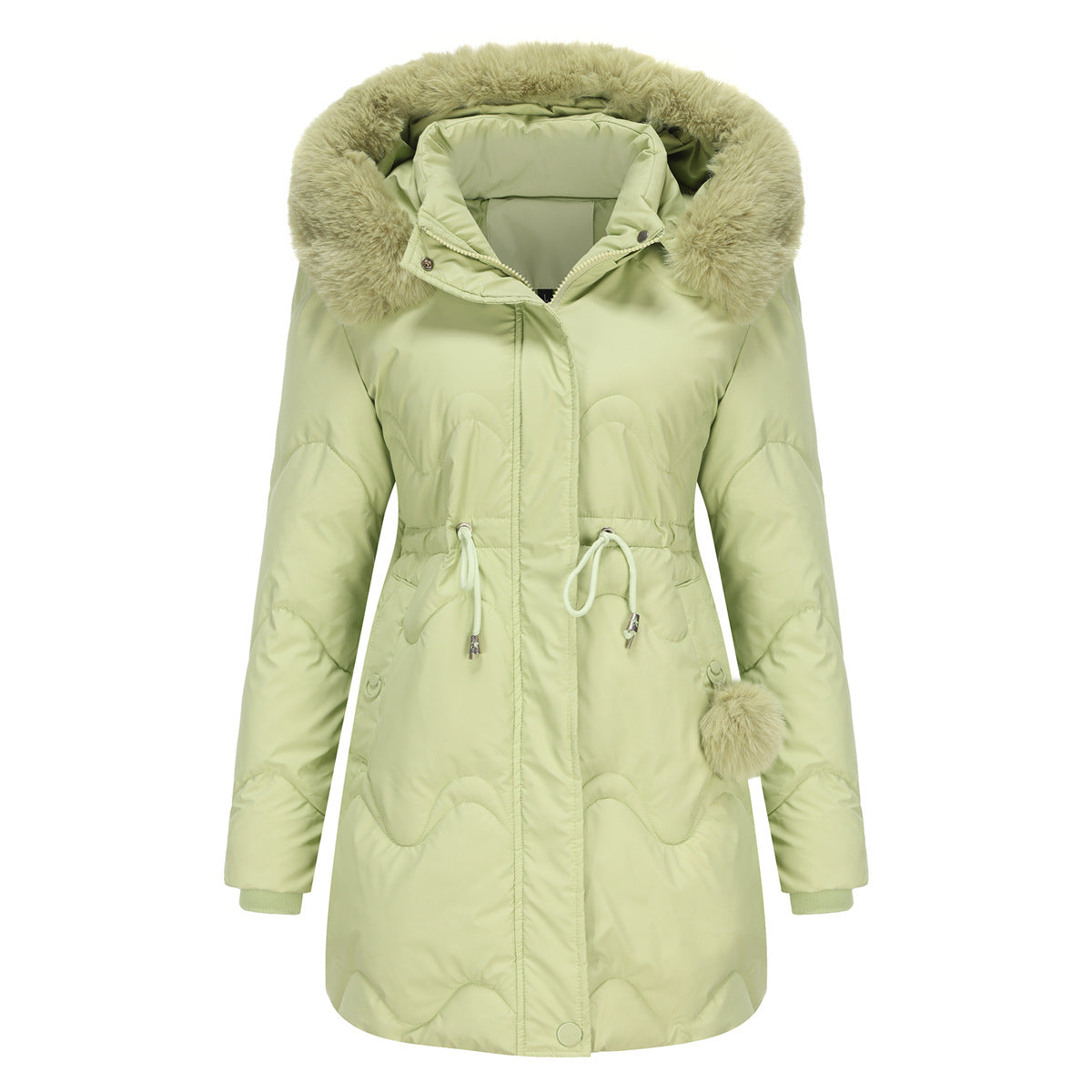 New women's cotton coat with detachable hood, autumn and winter warm parka, removable hood, mid-length coat for women