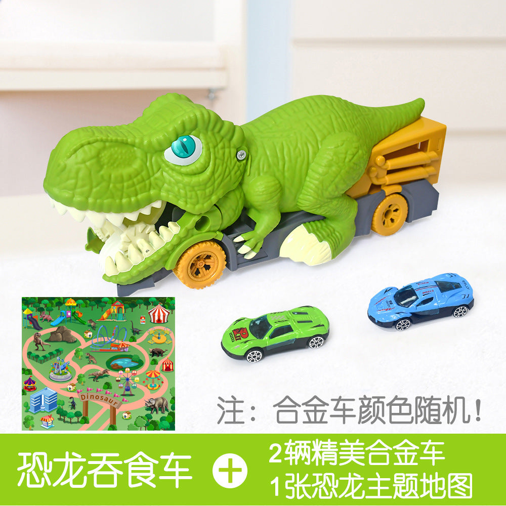 Children's large dinosaur toy swallowing inertia pull-back car alloy car baby 3 boys 6 educational gift