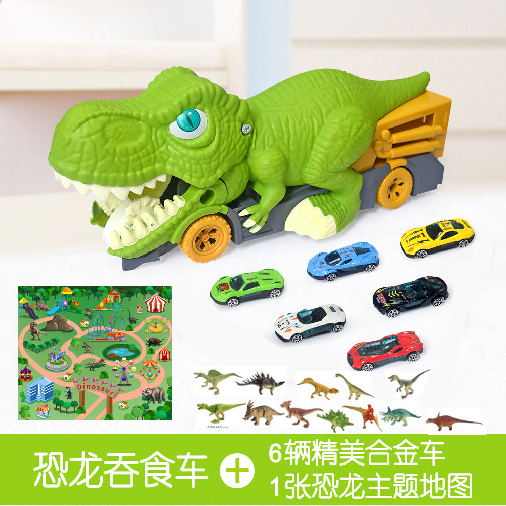 Children's large dinosaur toy swallowing inertia pull-back car alloy car baby 3 boys 6 educational gift