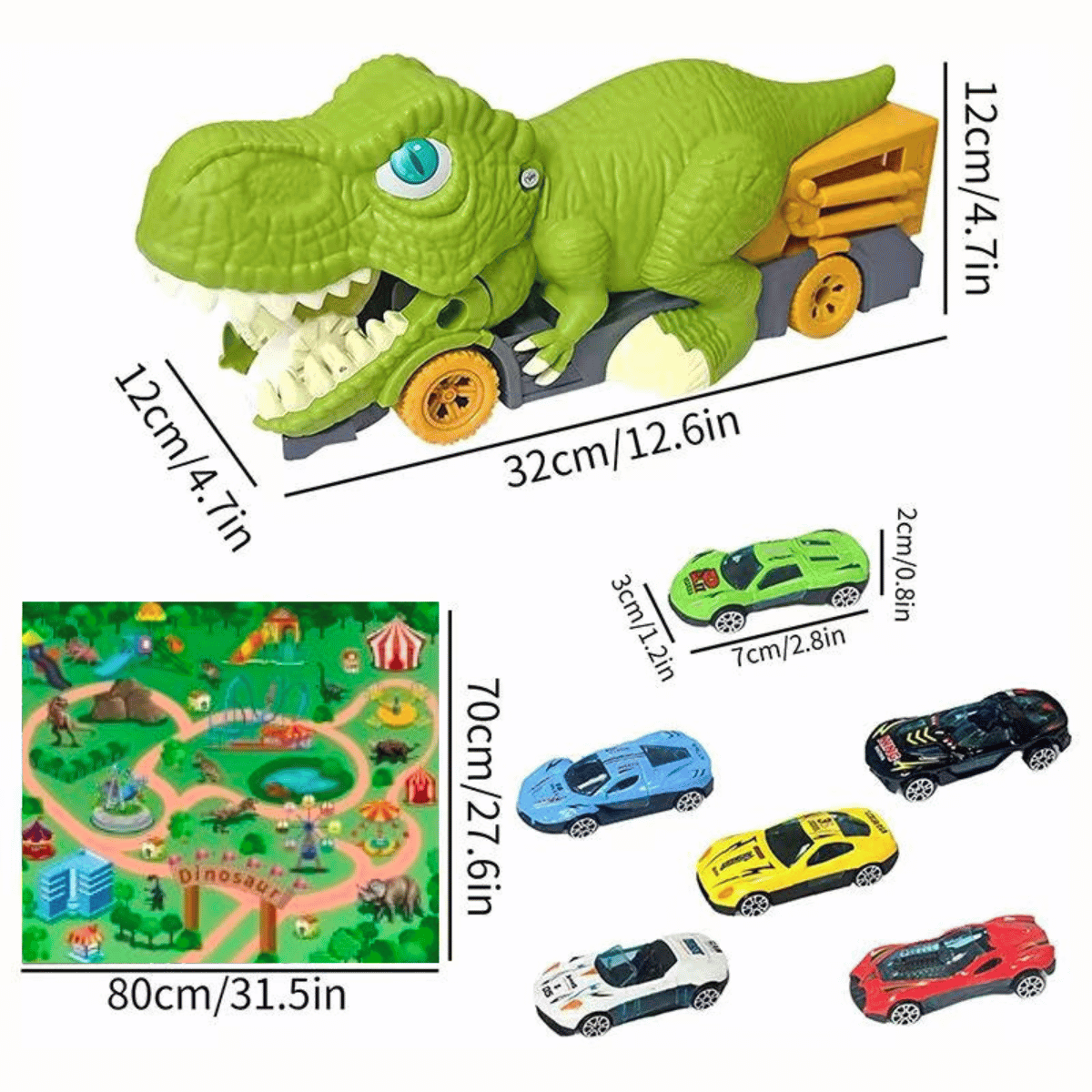 Children's large dinosaur toy swallowing inertia pull-back car alloy car baby 3 boys 6 educational gift