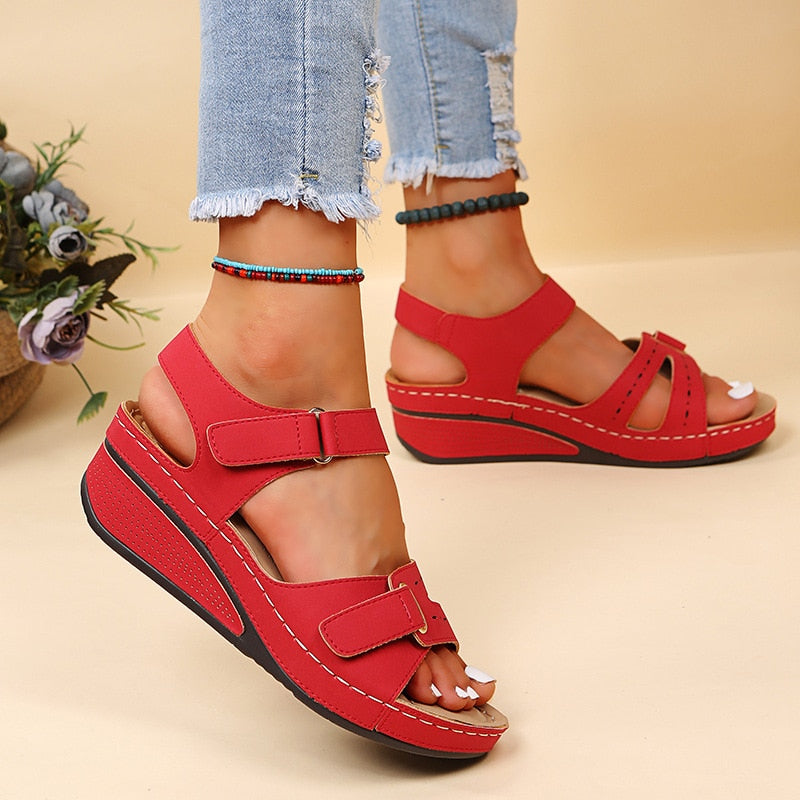 New large size casual fish mouth sandals hot style Roman style sandals women's outer wear Velcro shoes