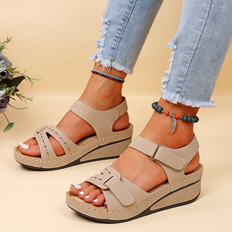 New large size casual fish mouth sandals hot style Roman style sandals women's outer wear Velcro shoes