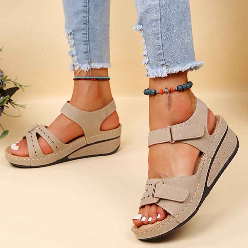 New large size casual fish mouth sandals hot style Roman style sandals women's outer wear Velcro shoes