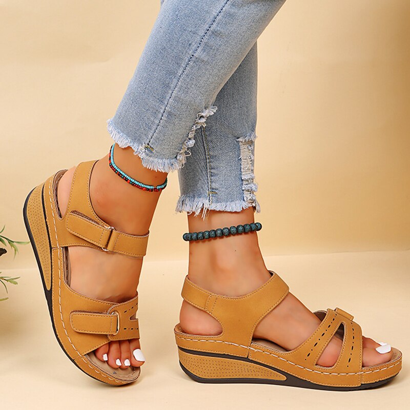 New large size casual fish mouth sandals hot style Roman style sandals women's outer wear Velcro shoes