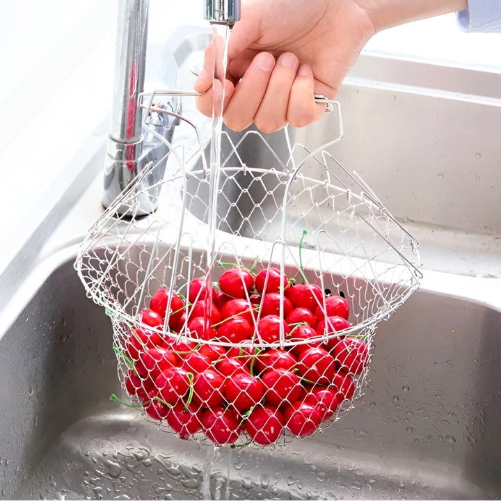 Frying net stainless steel folding frying basket household frying oil filter multifunctional frying tool drain basket