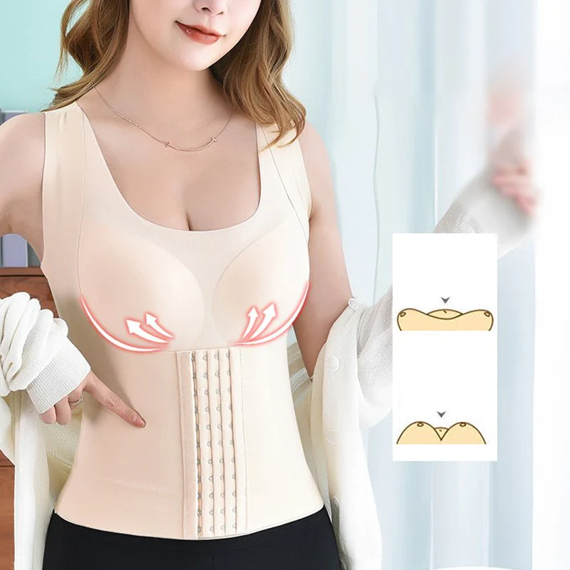 Plus size hunchback correction long waist shapewear four-in-one underwear women's bra without wire rings