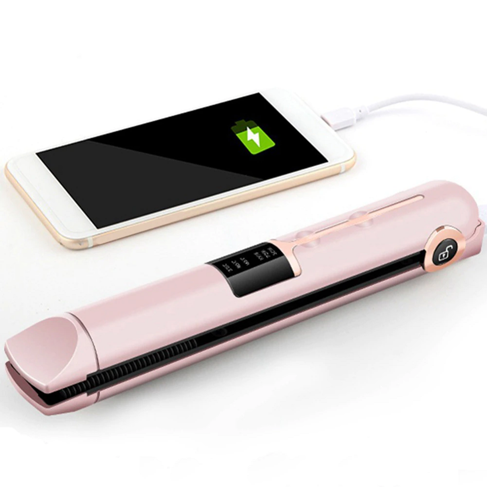 Popular wireless USB charging curling and straightening dual-use electric hair clip curling wand hair straightener hair curler EU