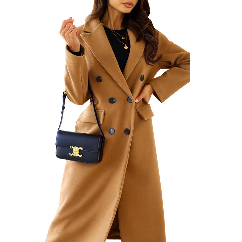 New autumn and winter women's long-sleeved lapel buttoned woolen jacket