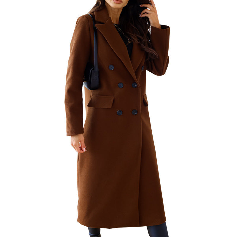 New autumn and winter women's long-sleeved lapel buttoned woolen jacket