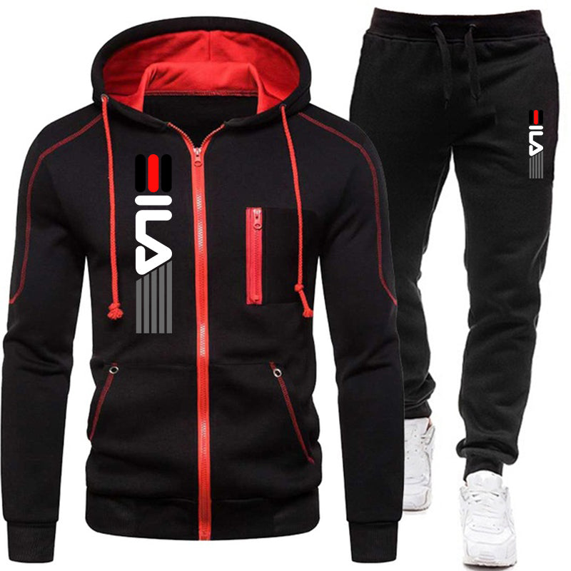 New sports suit men's European station casual zipper jacket casual sports