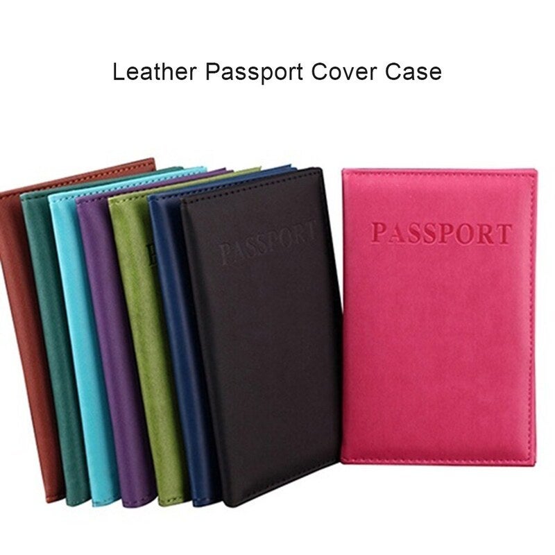 Leather passport cover Passport bag made with LOGO English PU leather passport holder card holder