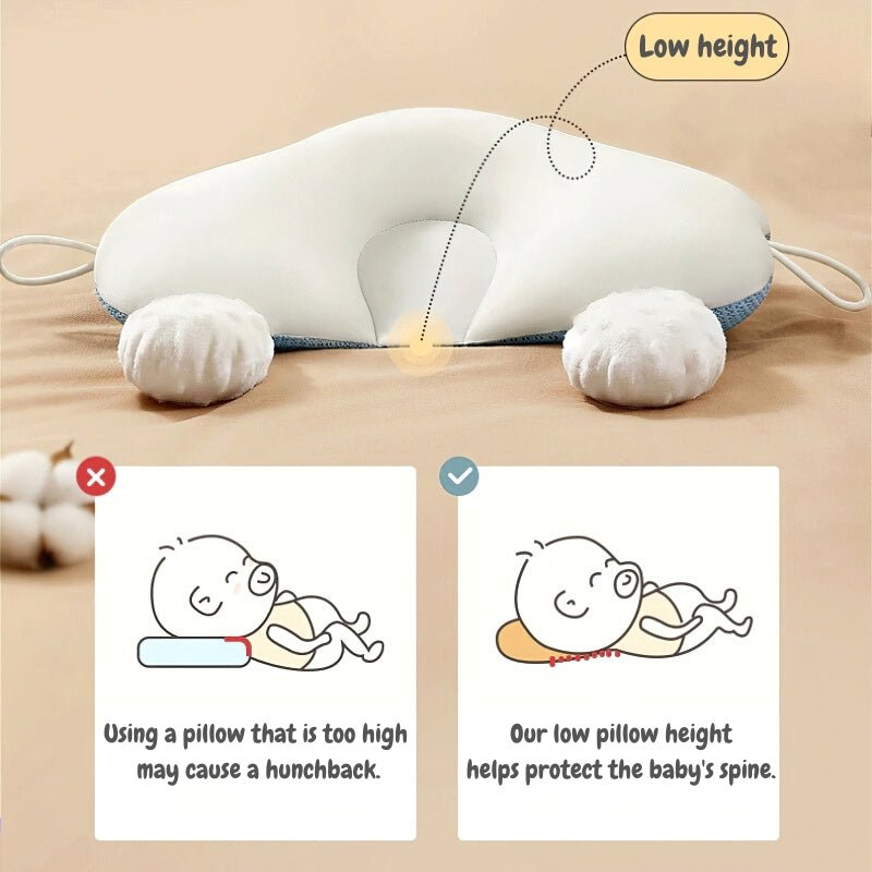 Summer anti-migraine baby pillow, ice silk bean cool shaping pillow, correcting head shape, newborn baby comfort pillow