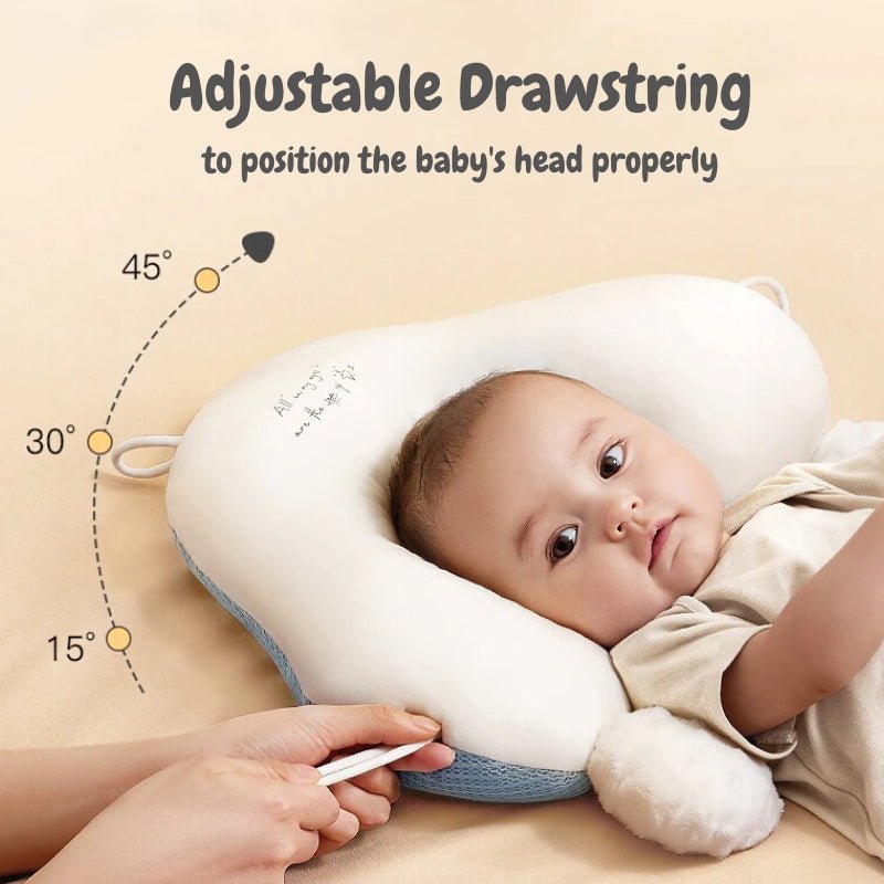 Summer anti-migraine baby pillow, ice silk bean cool shaping pillow, correcting head shape, newborn baby comfort pillow